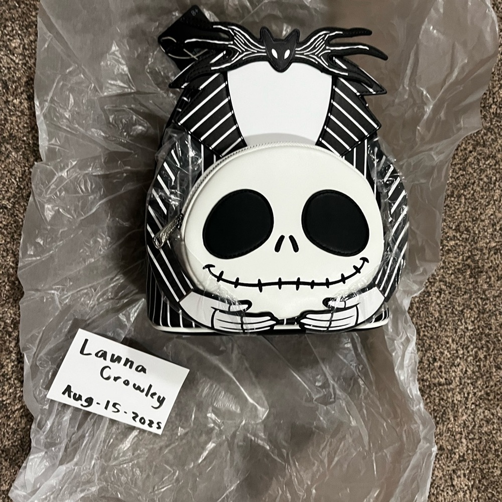 Disney Black and White Jack Skellington Mini Bag Loungefly